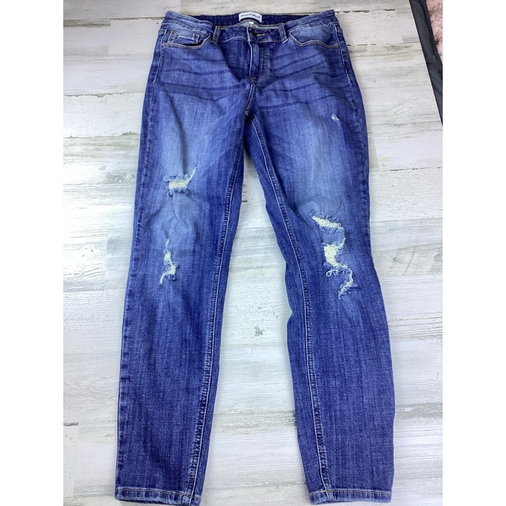 Lot Of 2 Studio Blue Womens Size 30 Denim Jeans Distressed Frayed Concert Rock